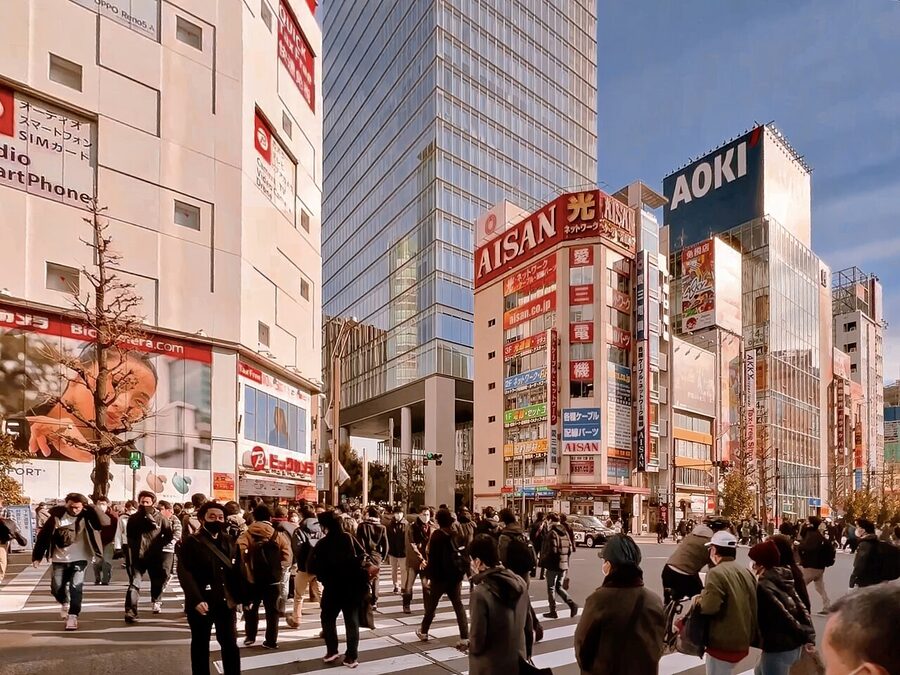 Pedestrians crossing Akihabara