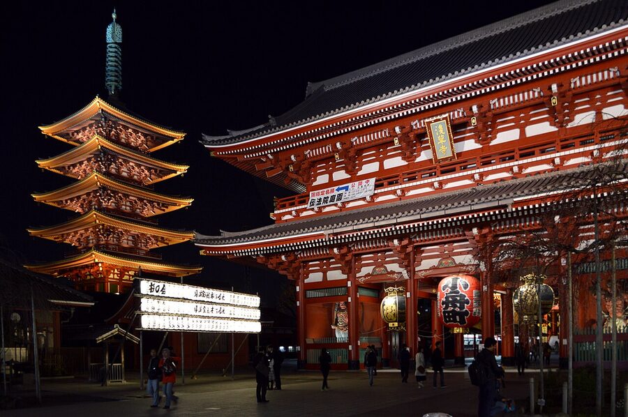 Senso-ji Pagoda at night Asakusa