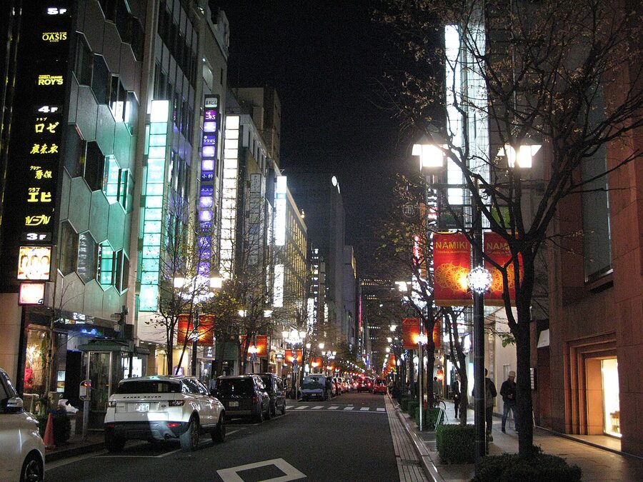 Namiki-Dori Avenue at night Ginza