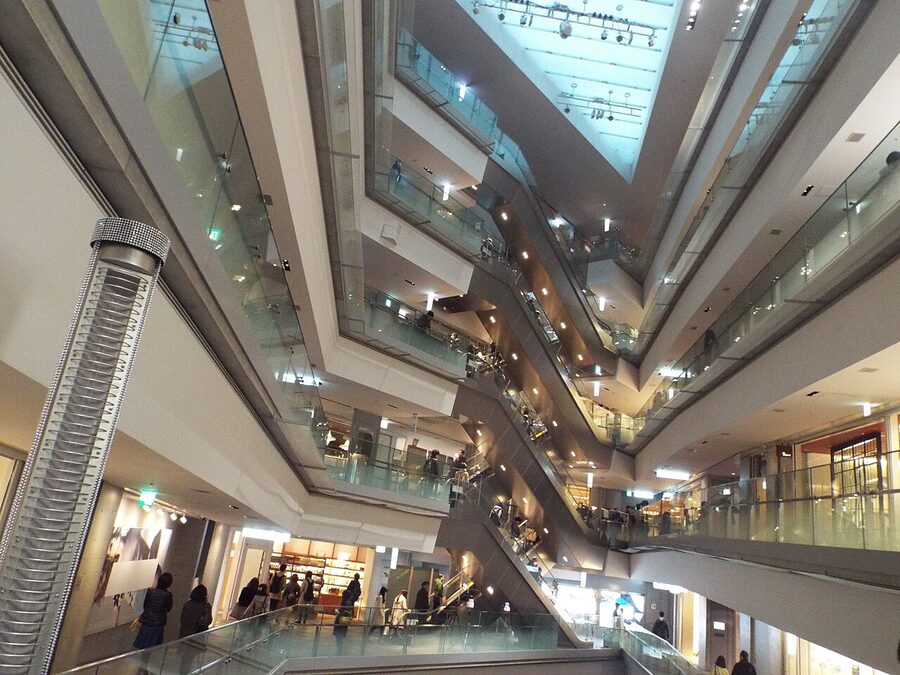 Interior of Omotesando Hills with spiral ramp
