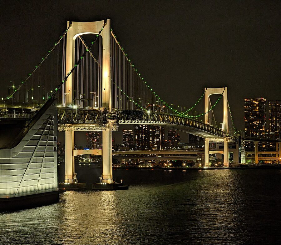Rainbow Bridge at night from Odaiba