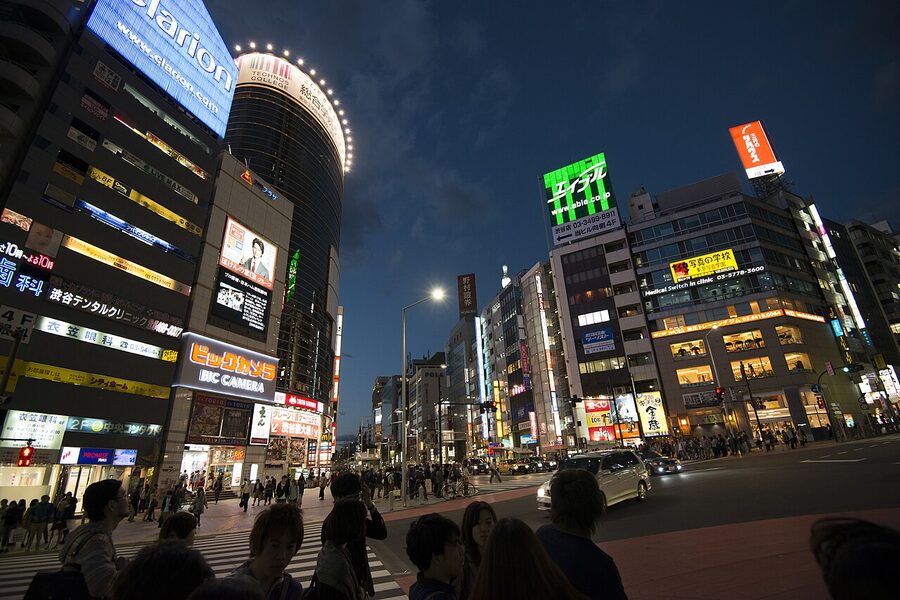 Shibuya neon streets at night