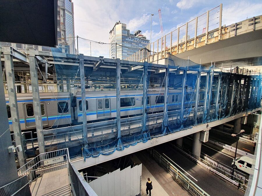 Shibuya Station during renewal construction