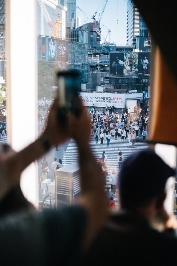 Starbucks Shibuya Tsutaya 2F window overlooking Scramble