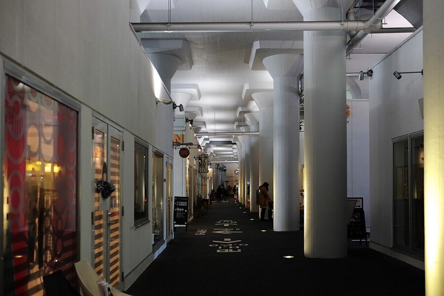 2k540 Aki-Oka Artisan craft shops under train tracks