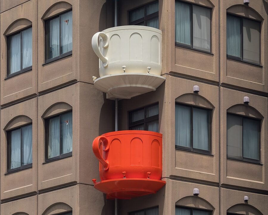 Niimi Tableware coffee cup balcony on Kappabashi Street
