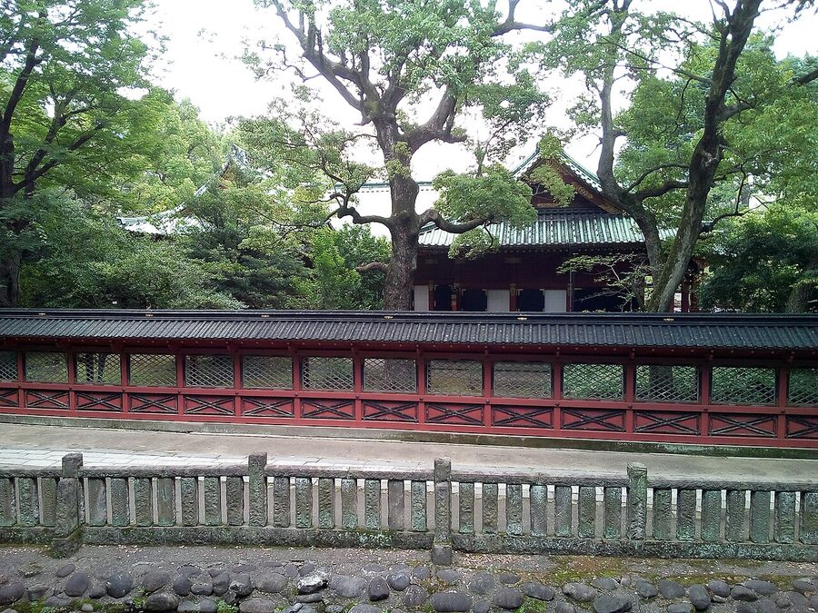 Nezu Shrine Honden building with gate