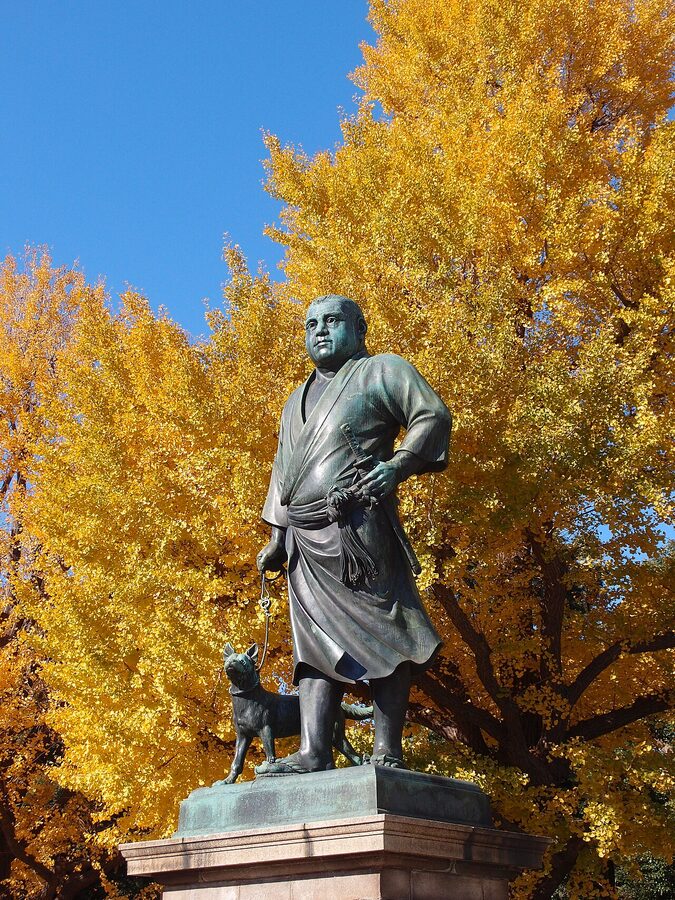 Side angle of Saigo Takamori statue at Ueno Park